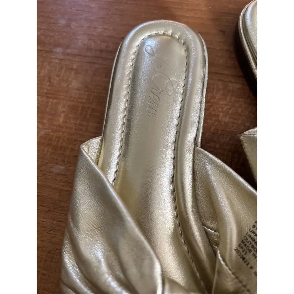 J.CREW WOMEN SANDAL LEATHER GOLD TWISTED KNOT SIZE 9.5